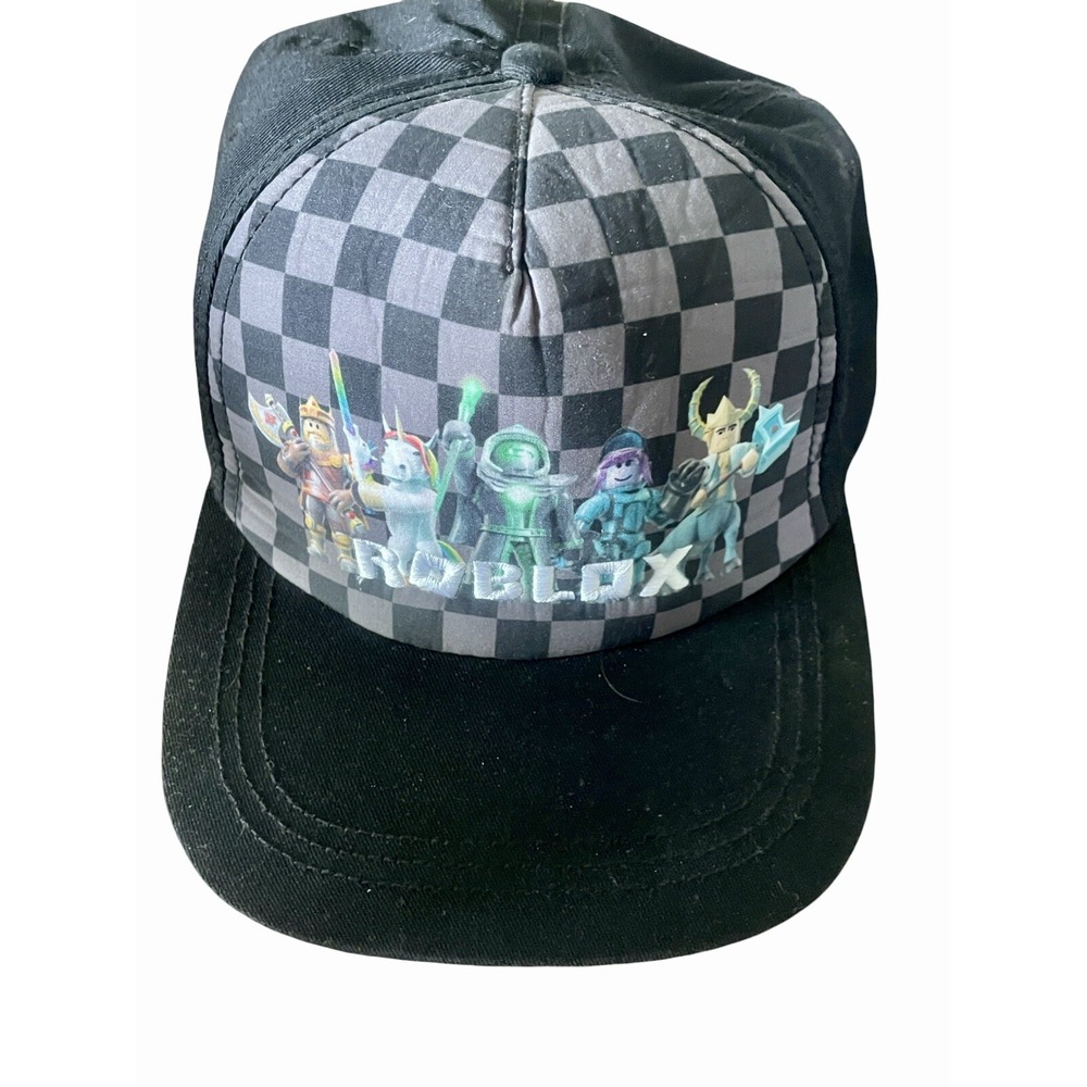 Roblox Hat Cap Snapback Black Youth Kids Boys One Size Black Checker Streetwear